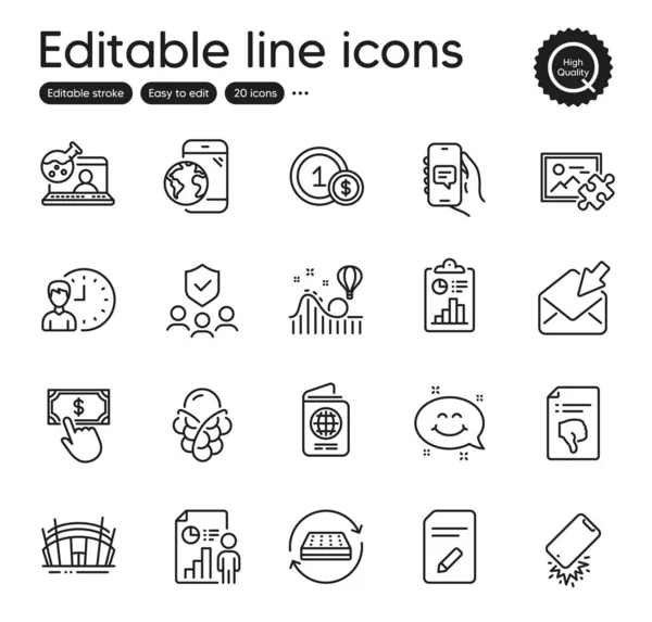 Set Business Outline Icons Contains Icons Smartphone Broken Mattress Arena — Vettoriale Stock