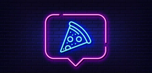 Neon Light Speech Bubble Pizza Slice Line Icon Pizzeria Food — Stockový vektor