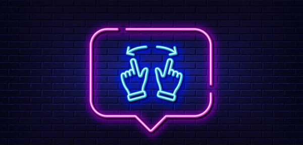 Neon Light Speech Bubble Move Gesture Line Icon Slide Arrow — Stockvektor