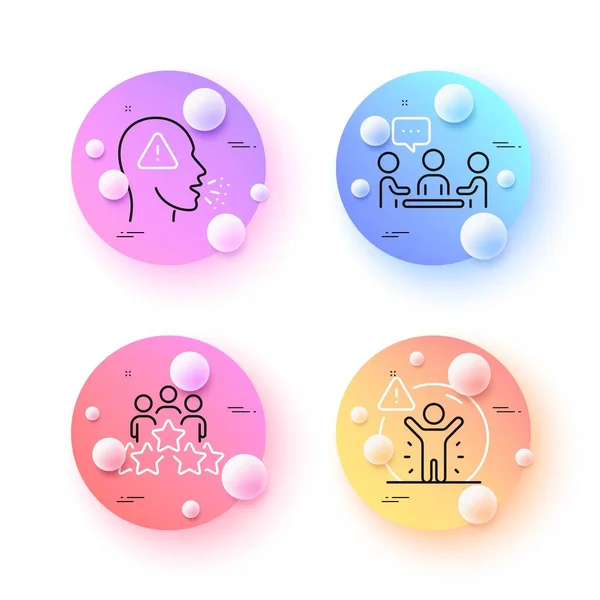 People Chatting Cough Social Distance Minimal Line Icons Spheres Balls — Stok Vektör