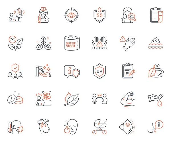 Healthcare Icons Set Included Icon Clean Hands Medical Tablet Vaccine — Wektor stockowy