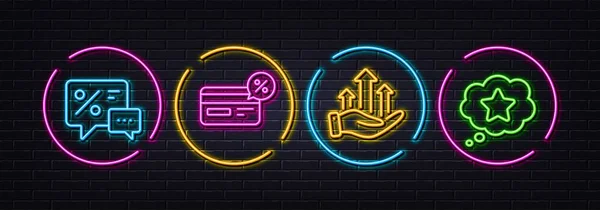 Discounts Growth Chart Cashback Minimal Line Icons Neon Laser Lights — Vector de stock