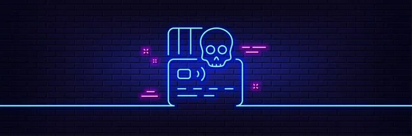 Neon Light Glow Effect Cyber Attack Line Icon Ransomware Threat — Stock Vector
