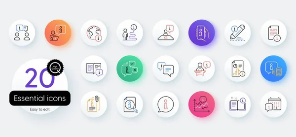 Info Center Line Icons Bicolor Outline Web Elements Reception Information — Stockvektor