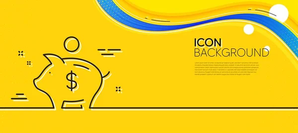 Piggy Bank Line Icon Abstract Yellow Background Coins Money Sign — Stock vektor