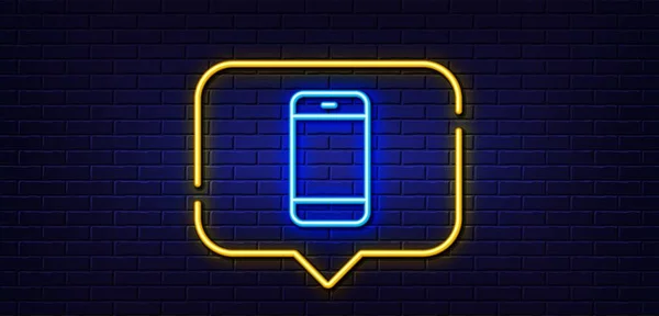 Neon Light Speech Bubble Smartphone Icon Cellphone Phone Sign Communication — Stockvektor