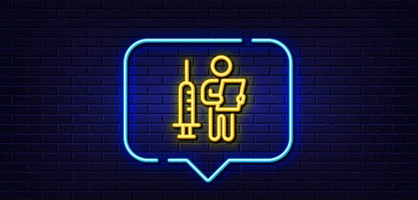 Neon Light Speech Bubble Vaccination Announcement Line Icon People Vaccine — Archivo Imágenes Vectoriales