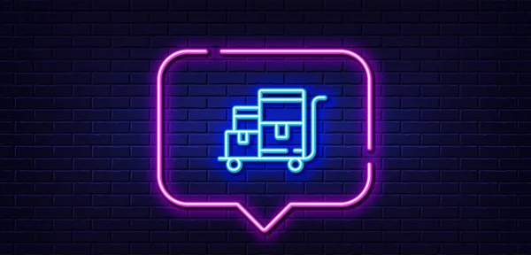 Neon Light Speech Bubble Inventory Cart Line Icon Wholesale Delivery — Wektor stockowy