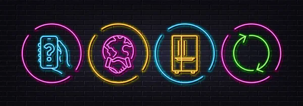 Help App Refrigerator Global Business Minimal Line Icons Neon Laser — Wektor stockowy