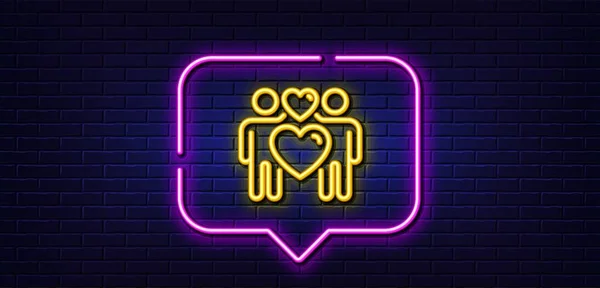 Neon Light Speech Bubble Love Couple Line Icon Heart Lovers —  Vetores de Stock