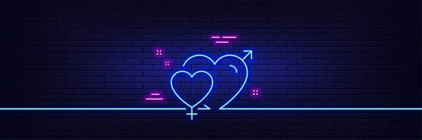 Neon Light Glow Effect Male Female Line Icon Love Heart — Archivo Imágenes Vectoriales