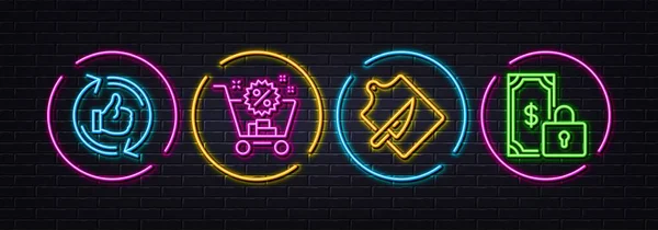 Cutting Board Refresh Shopping Cart Minimal Line Icons Neon Laser —  Vetores de Stock