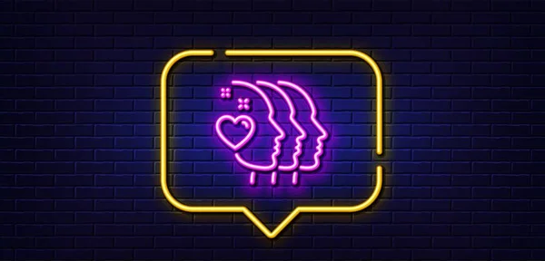Neon Light Speech Bubble Friends Couple Line Icon Friendship Sign — Stockvector