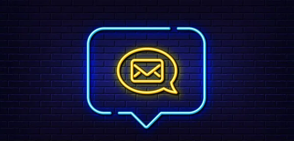 Neon Light Speech Bubble Mail Line Icon Messenger Communication Sign — Archivo Imágenes Vectoriales