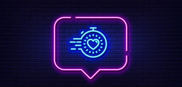 Neon Light Speech Bubble Timer Line Icon Time Management Sign — Vetor de Stock