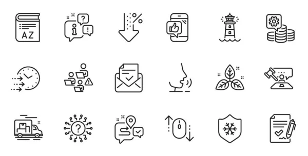 Outline Set Approved Agreement Approved Mail Fair Trade Line Icons — Stockový vektor