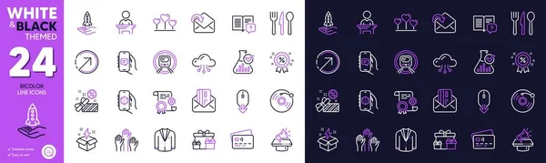 Food App Crowdfunding Line Icons Website Printing Collection Chemistry Lab — Vector de stock