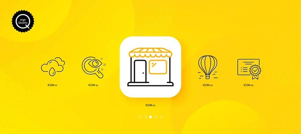 Certificate Air Balloon Vision Test Minimal Line Icons Yellow Abstract — Stockvektor