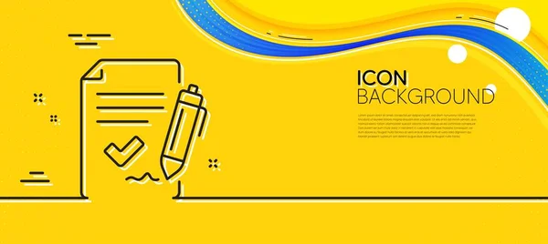 Approved Agreement Line Icon Abstract Yellow Background Sign Document Accepted — Vetor de Stock