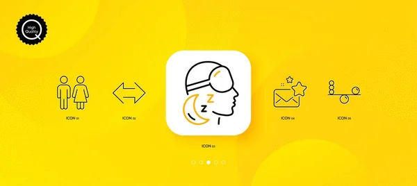 Sync Favorite Mail Insomnia Minimal Line Icons Yellow Abstract Background — Vettoriale Stock