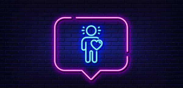 Neon Light Speech Bubble Friend Line Icon Friendship Love Sign —  Vetores de Stock