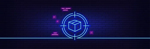 Neon Light Glow Effect Parcel Tracking Line Icon Delivery Monitoring —  Vetores de Stock