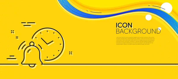 Alarm Clock Bell Line Icon Abstract Yellow Background Time Reminder — Wektor stockowy