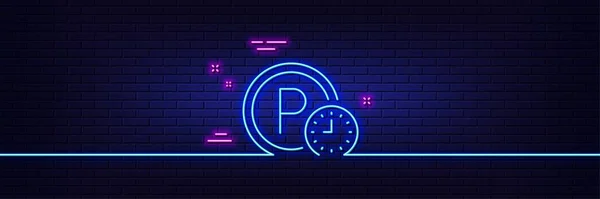 Neon Light Glow Effect Parking Time Line Icon Car Park — Stockvektor