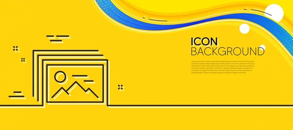 Image Gallery Line Icon Abstract Yellow Background Photo Thumbnail Sign — Stockvector