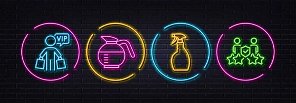 Coffeepot Vip Shopping Spray Minimal Line Icons Neon Laser Lights — Wektor stockowy