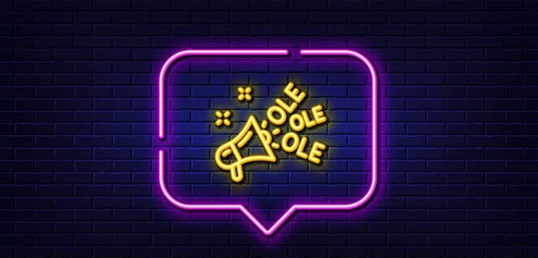 Neon Light Speech Bubble Ole Chant Line Icon Championship Megaphone — Vetor de Stock