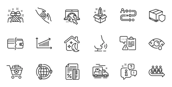 Outline Set Queue Helping Hand Sleep Line Icons Web Application — Stock Vector
