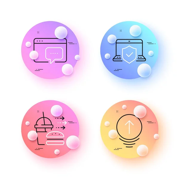 Swipe Seo Message Laptop Insurance Minimal Line Icons Spheres Balls — Stock Vector