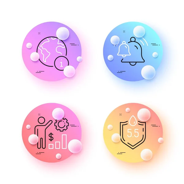 Employees Wealth Bell Internet Minimal Line Icons Spheres Balls Buttons — Vettoriale Stock