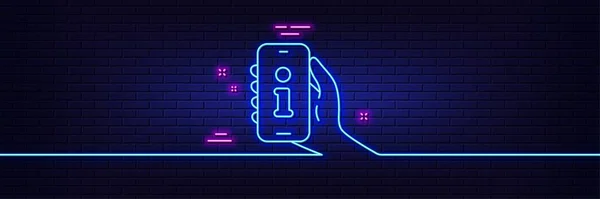 Neon Light Glow Effect Support Line Icon Phone Information Sign — Archivo Imágenes Vectoriales