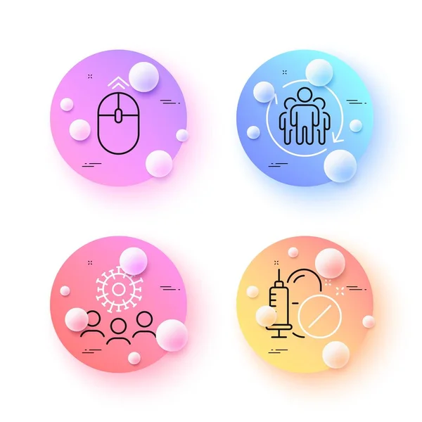 Medical Drugs Coronavirus Teamwork Minimal Line Icons Spheres Balls Buttons — Archivo Imágenes Vectoriales