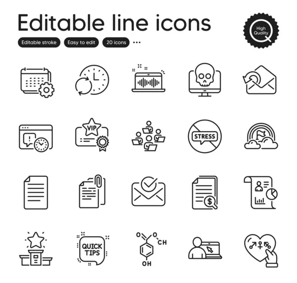 Set Education Outline Icons Contains Icons Vip Certificate Project Deadline — Vetor de Stock