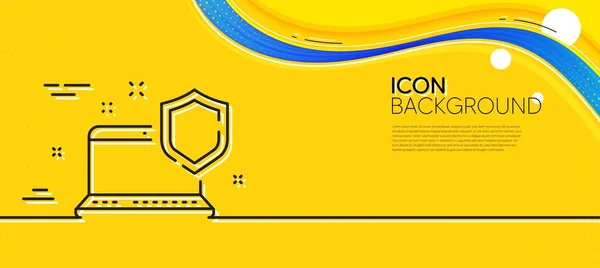 Computer Security Line Icon Abstract Yellow Background Laptop Privacy Sign — Stockvector
