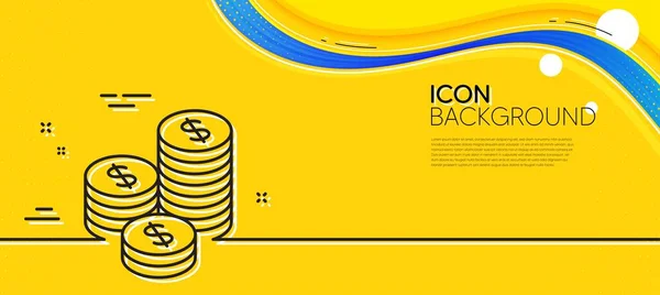 Coins Money Line Icon Abstract Yellow Background Banking Currency Sign — Wektor stockowy