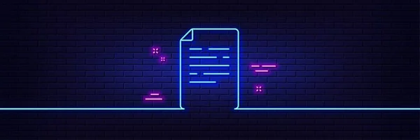ネオンライトの輝き効果 ドキュメントラインのアイコン ファイルのサイン オフィスノート記号 3Dラインネオングローアイコン レンガの壁のバナー 書類の概要 ベクトル — ストックベクタ