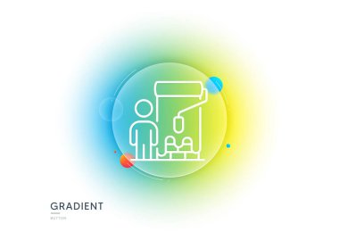 Boya çizgisi simgesi. Gradyan bulanıklık düğmesi ve cam morfizmi. Boya fırçası tabelaları. Profesyonel sanatçı sembolü. Şeffaf cam tasarımı. Boya çizgisi simgesi. Vektör