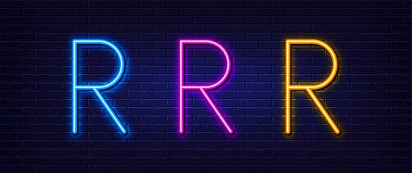 Baş Harf Simgesi Neon Işığı Çizgisi Etkisi Çizgi Tipografi Karakteri — Stok Vektör