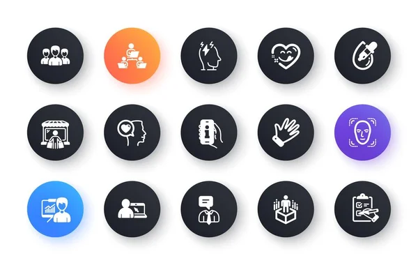 Minimale Set Info App Augmented Reality Hand Platte Iconen Voor — Stockvector