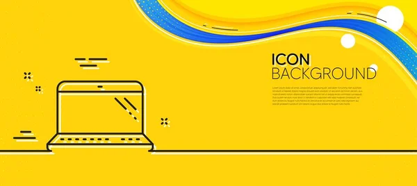 Laptop Lijn Icoon Abstracte Gele Achtergrond Mobiel Computer Apparaatteken Minimale — Stockvector