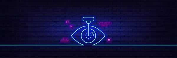 Neon Light Glow Effect Eye Laser Surgery Line Icon Oculist — Stock Vector