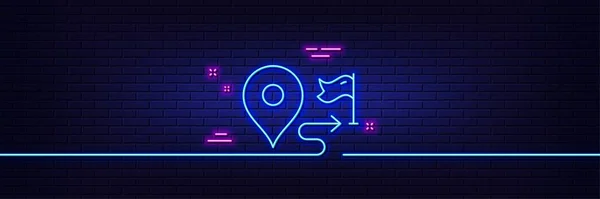 Neon Light Glow Effect Journey Line Icon Road Path Sign — стоковый вектор