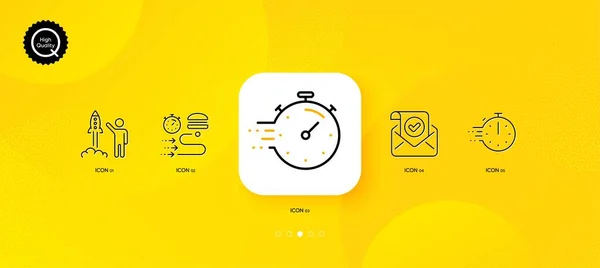 Timer Cooking Timer Food Delivery Minimal Line Icons Yellow Abstract — Stock Vector