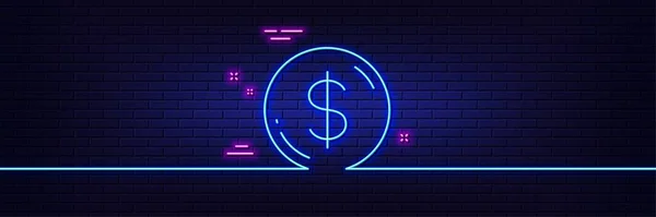 Neonlichteffekt Dollar Geldlinien Symbol Usd Währungszeichen Cash Coin Symbol Linie — Stockvektor