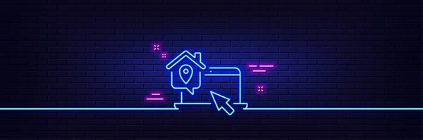 Neon Light Glow Effect Work Home Line Icon Freelance Job — Archivo Imágenes Vectoriales