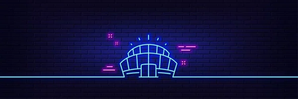 Neon Light Glow Effect Arena Stadium Line Icon Sport Complex – Stock-vektor